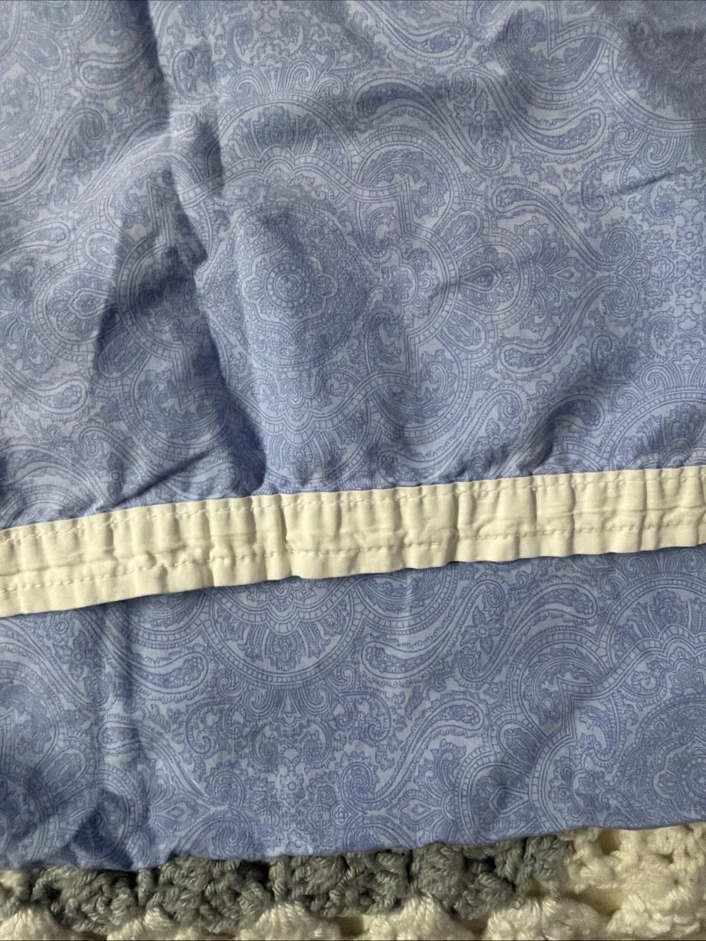 Lauren Ralph Lauren Pale Blue Paisley std pillowcase white band 100% Cotton USA